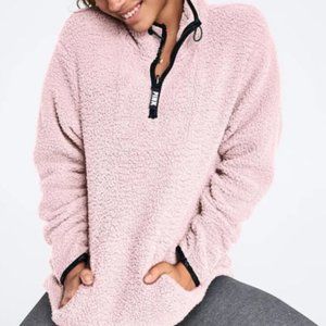 PINK quarter zip sherpa pullover NWOT